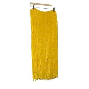J.Crew bright primary yellow seersucker checked scarf w/ fringe